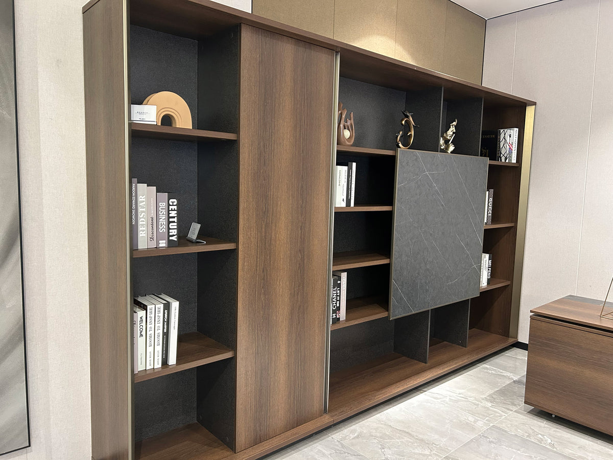 Knight Bookcase Display Filing Bookshelf Unit 2.8M Cabinet Shelf Brown Oak