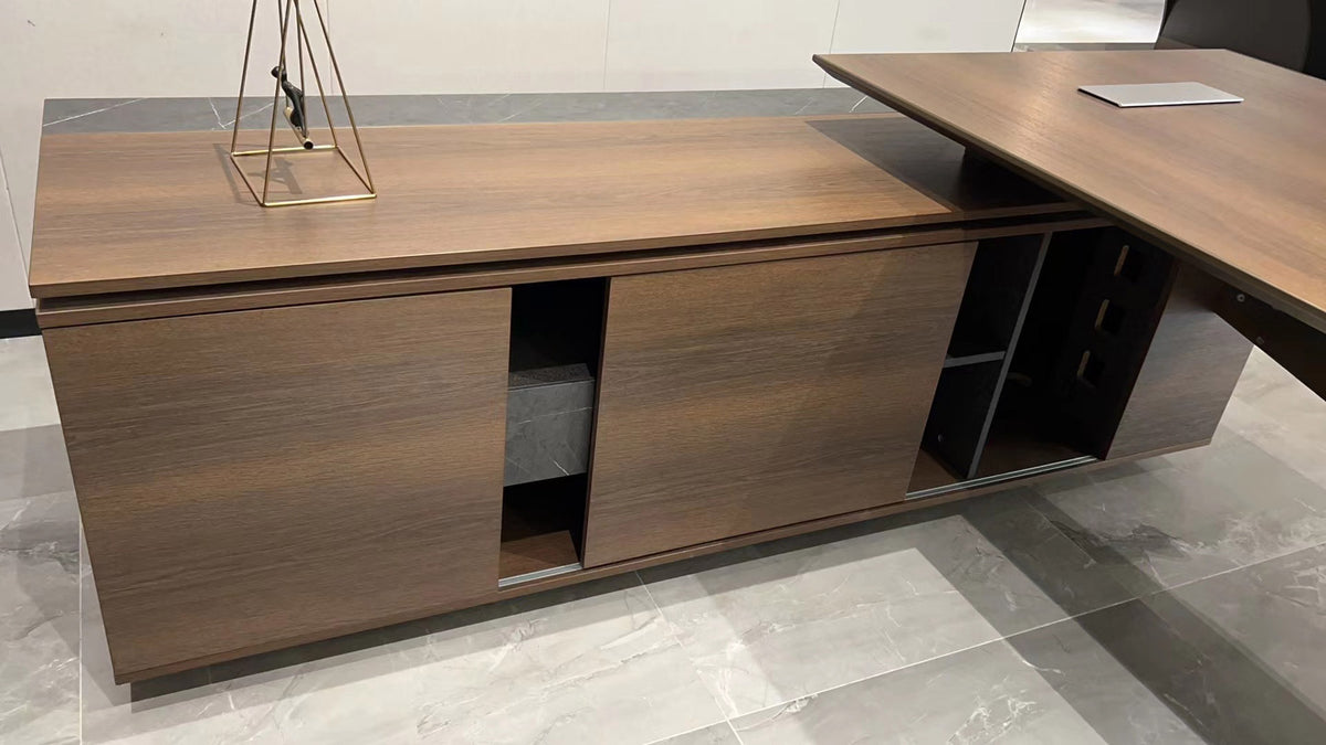 Knight Executive Office Desk 2.4M With Return Brown Oak