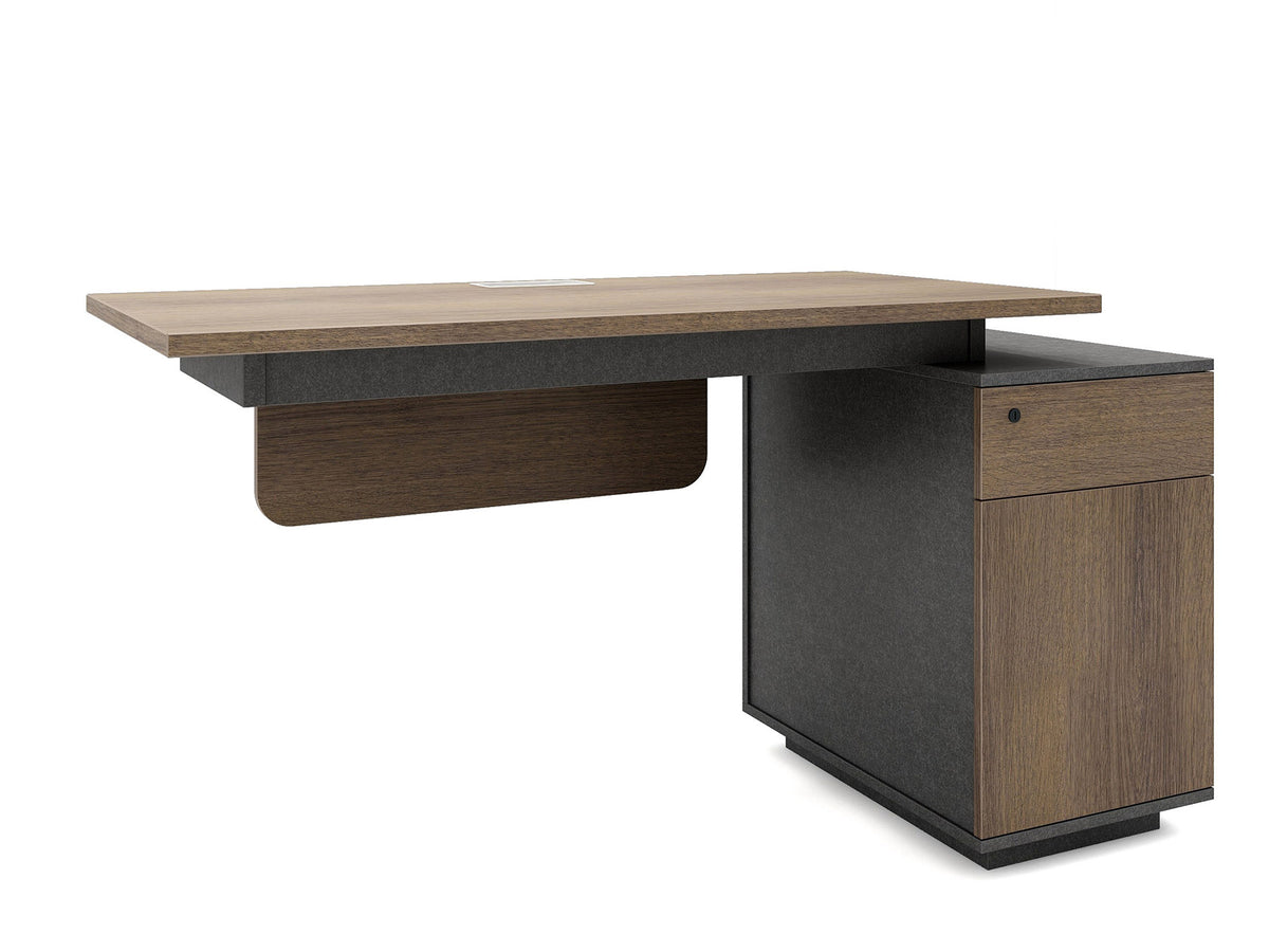 AYDEN 2 People Workstation with 2 Cabinets 2.4M - Brown Oak