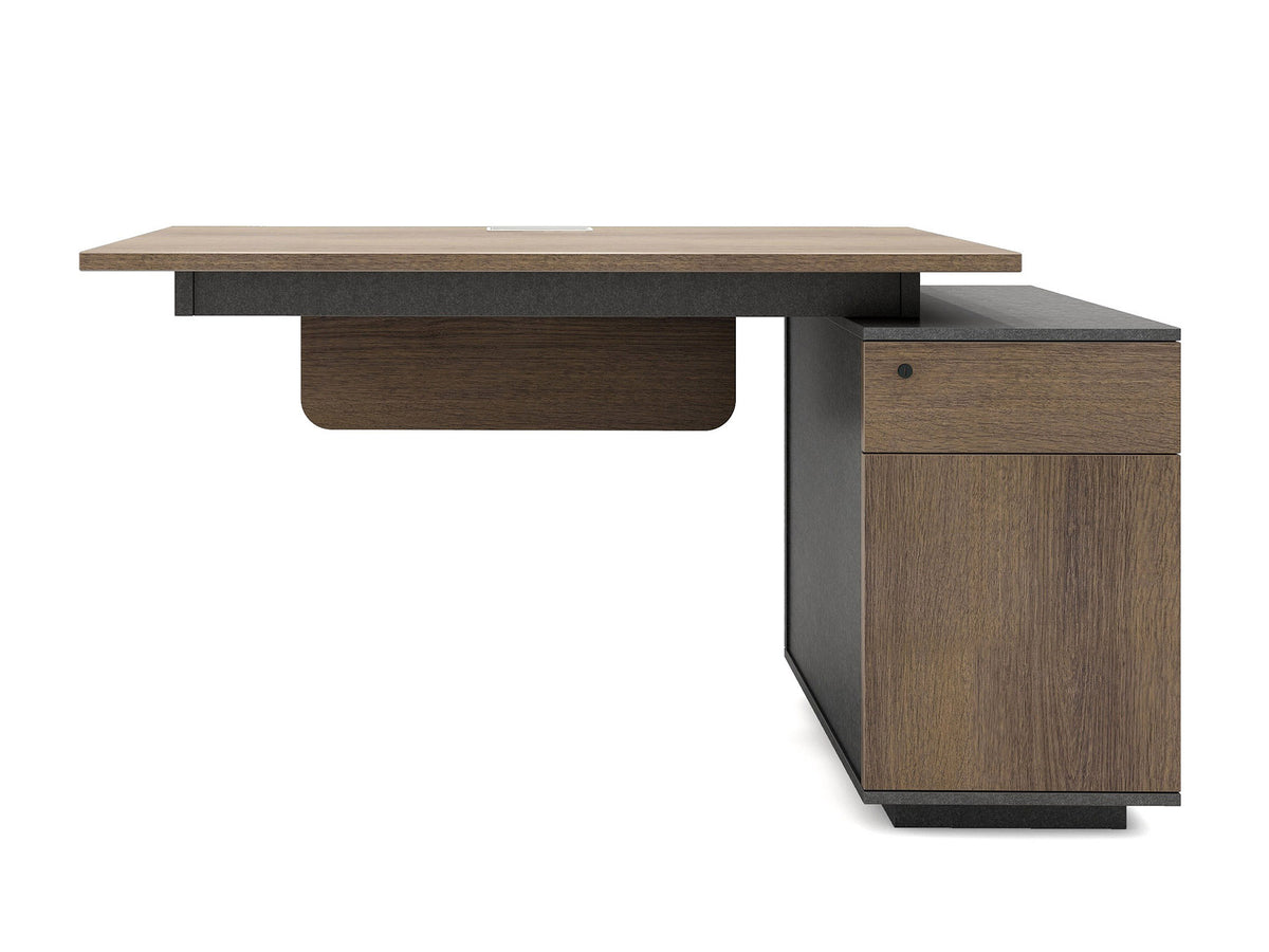 AYDEN 2 People Workstation with 2 Cabinets 2.4M - Brown Oak