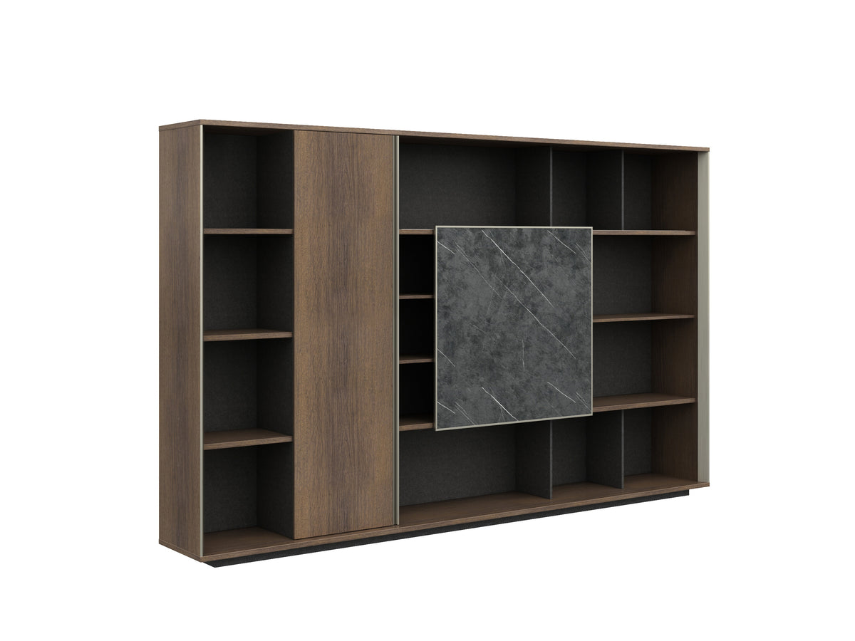 DreasyTech Knight Bookcase Display Filing Bookshelf Unit 3.2M Cabinet Shelf Brown Oak