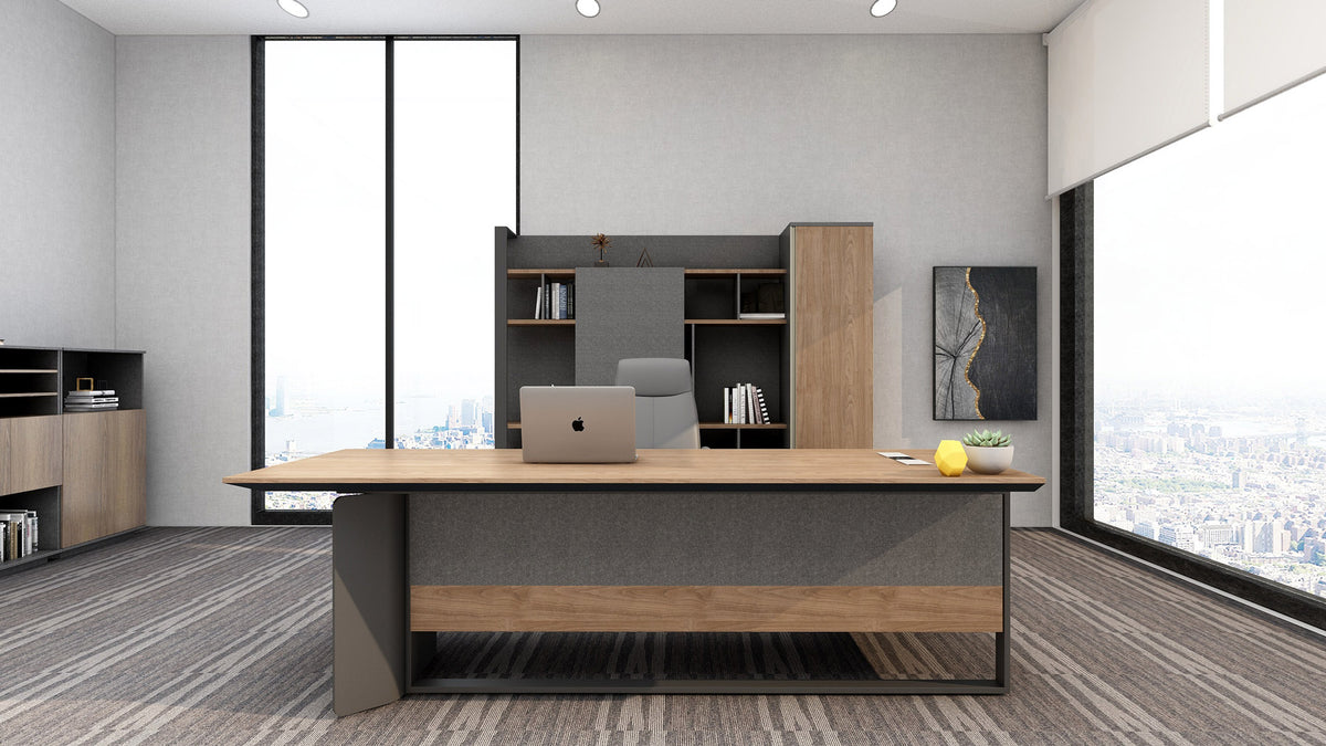 Insper 2.4M Executive Office Desk With Left Return Walnut