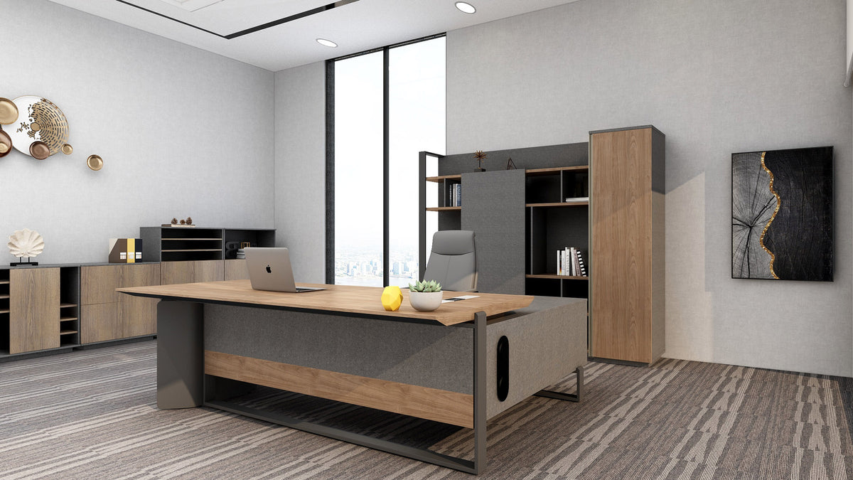 Insper 2.4M Executive Office Desk With Left Return Walnut