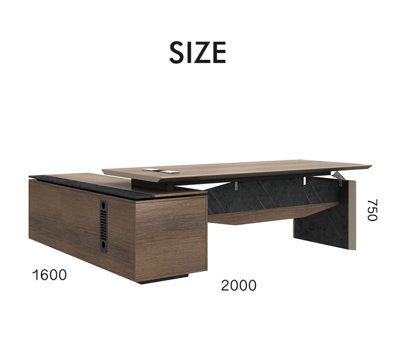 Knight Executive Office Desk 2.0M With Return Brown Oak