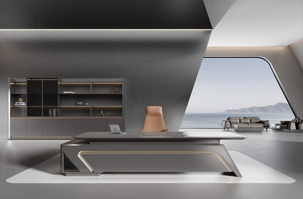 Modern office desk with a view of the nature.