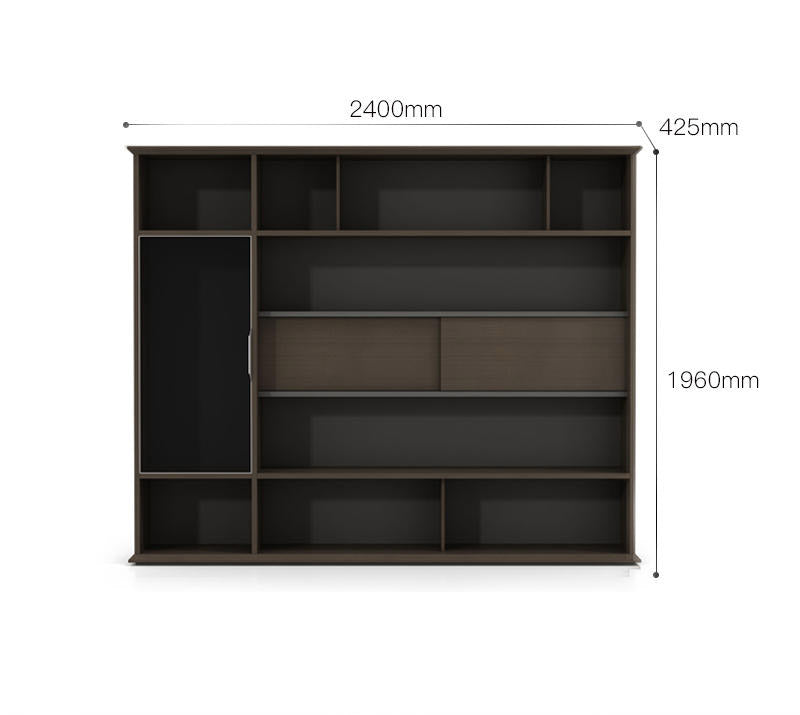 ZEUS 2.4M Bookcase Display Filing Bookshelf Unit Cabinet Shelf  - Gold Coffee & Dark Grey