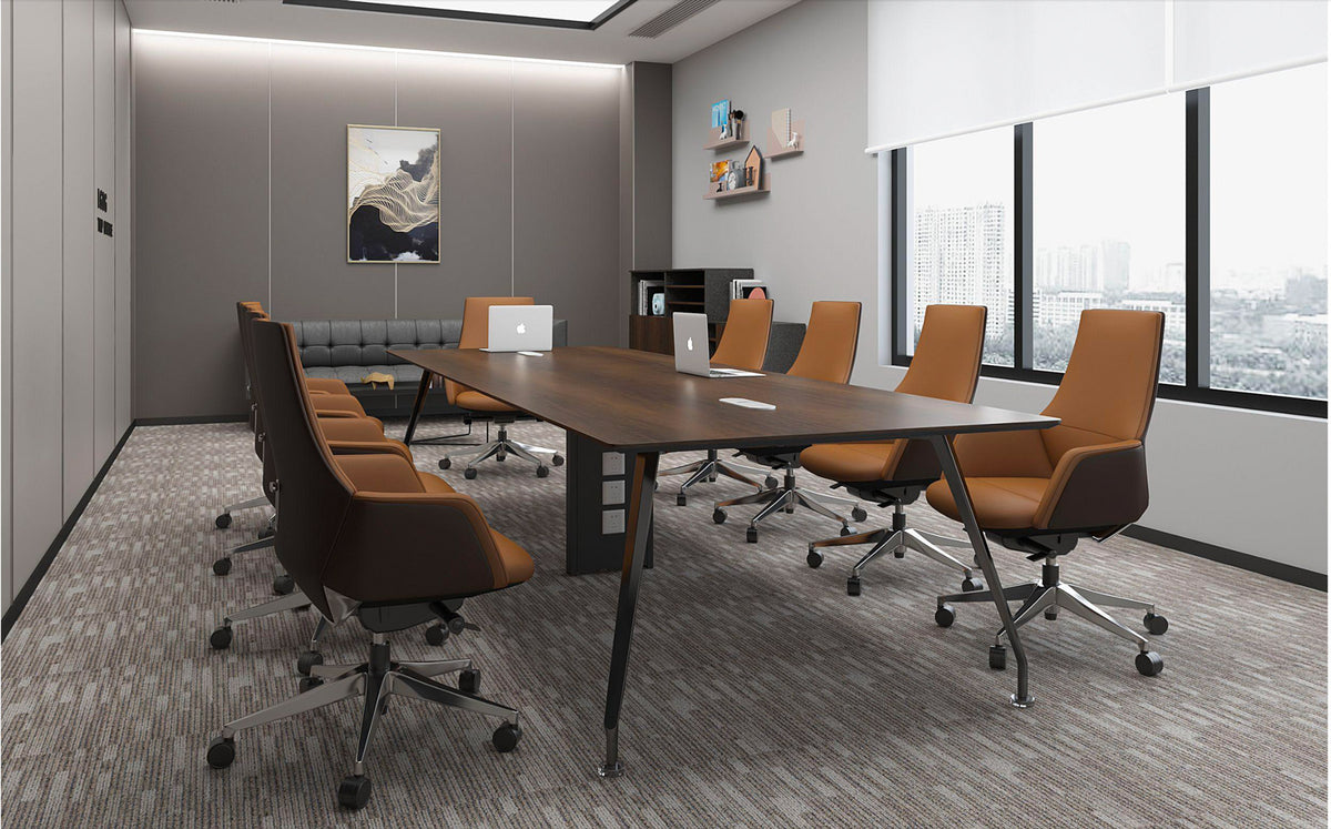 Astery Modern High Back Executive Office Chair Genuine Leather- Light Brown