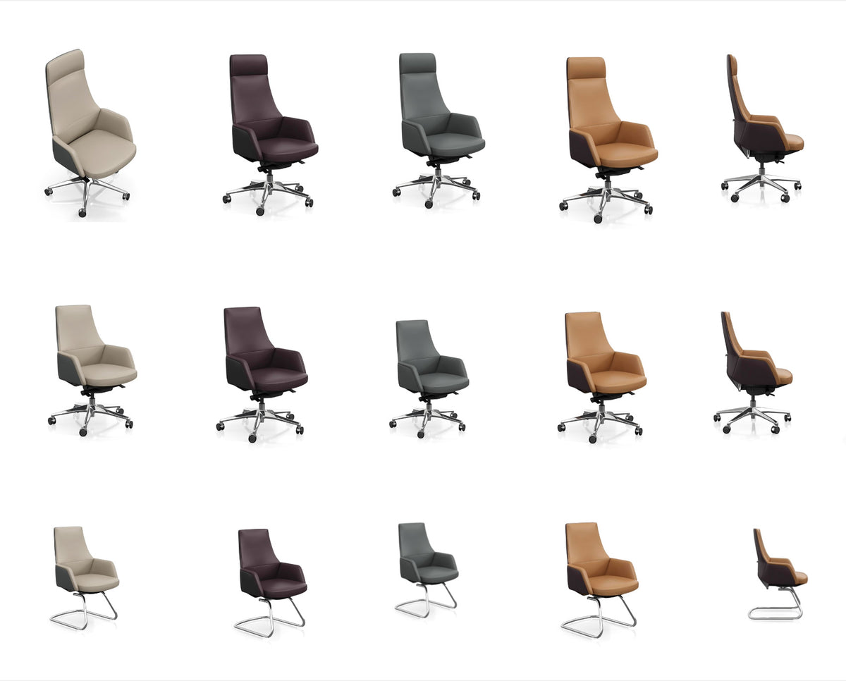 Astery Modern High Back Executive Office Chair Genuine Leather- Light Brown