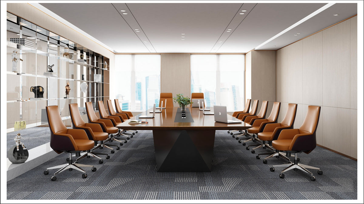 Astery Modern High Back Executive Office Chair Genuine Leather- Light Brown