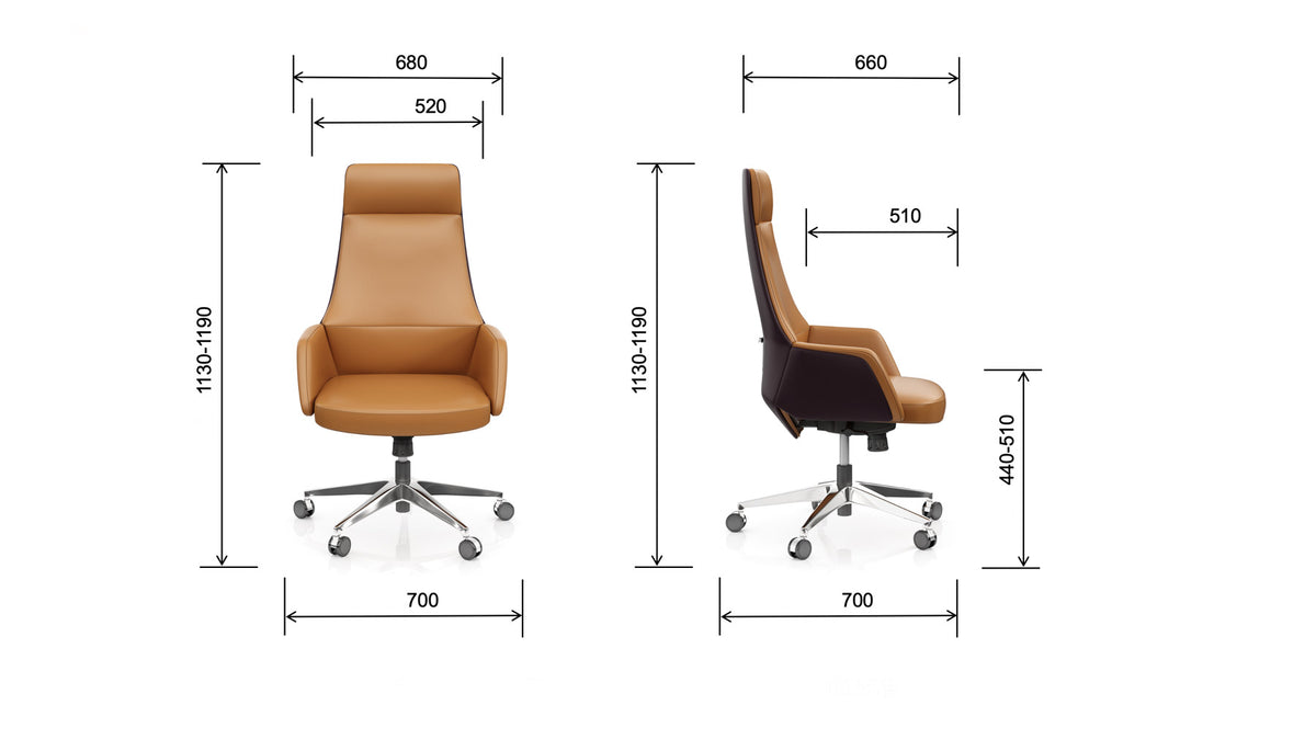 Astery Modern High Back Executive Office Chair Genuine Leather- Light Brown