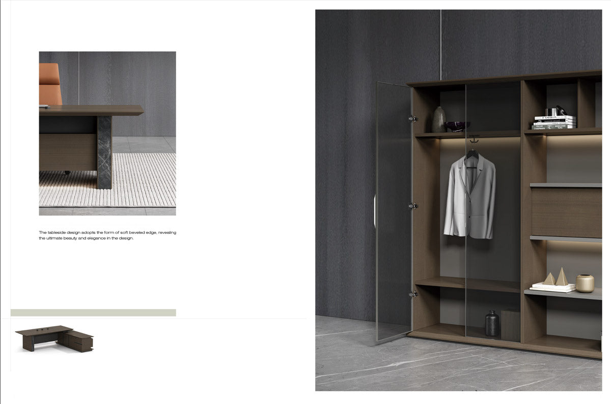 ZEUS 2.4M Bookcase Display Filing Bookshelf Unit Cabinet Shelf  - Gold Coffee & Dark Grey