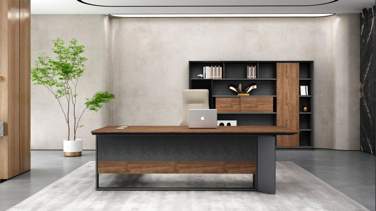 Insper 2.4M Executive Office Desk With Right Return Walnut