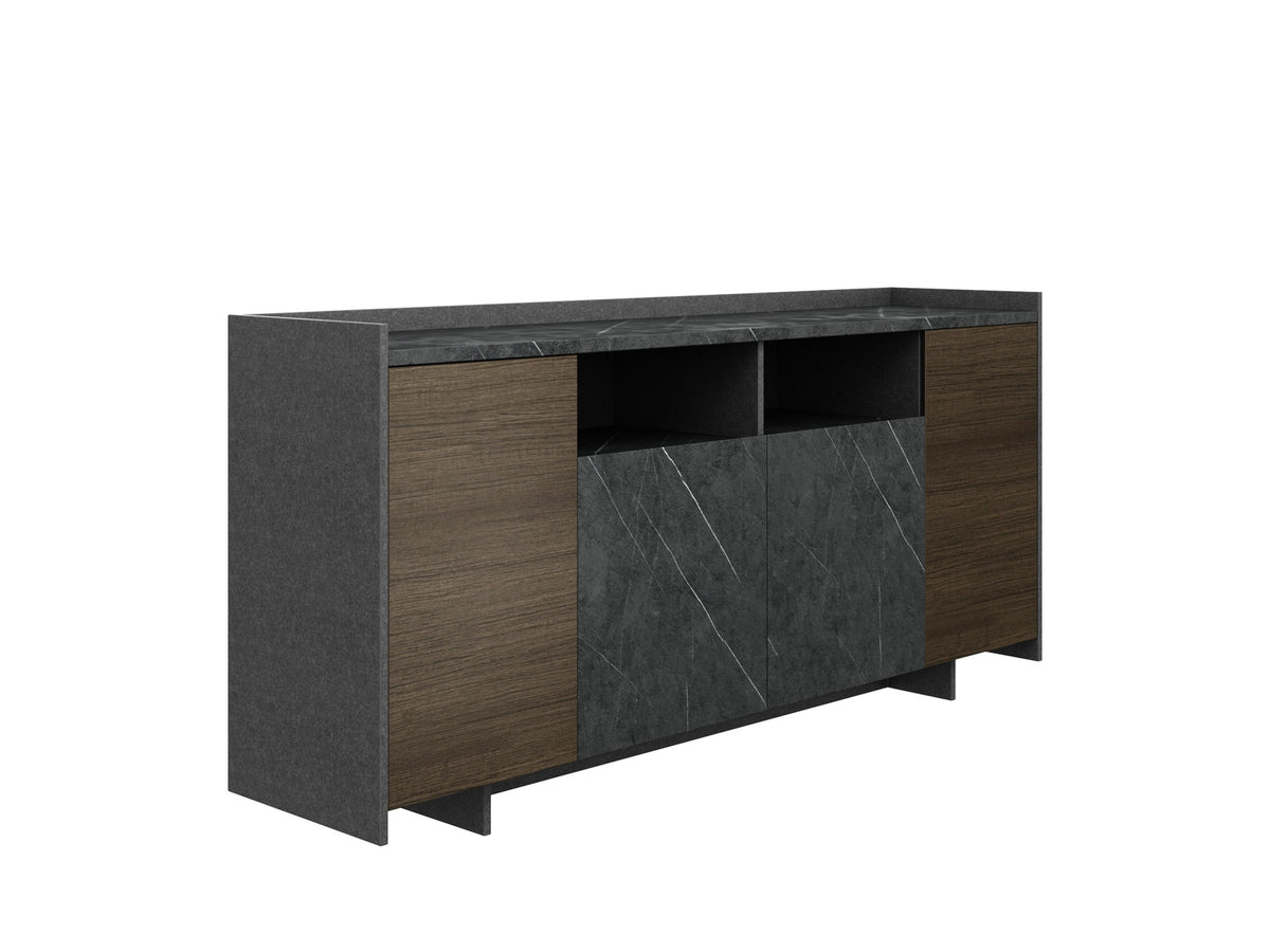 ALTON 1.8M 4 Door Credenza Cabinet Cupboard Sideboard Display Filing Shelf Unit Bellissimo Grey