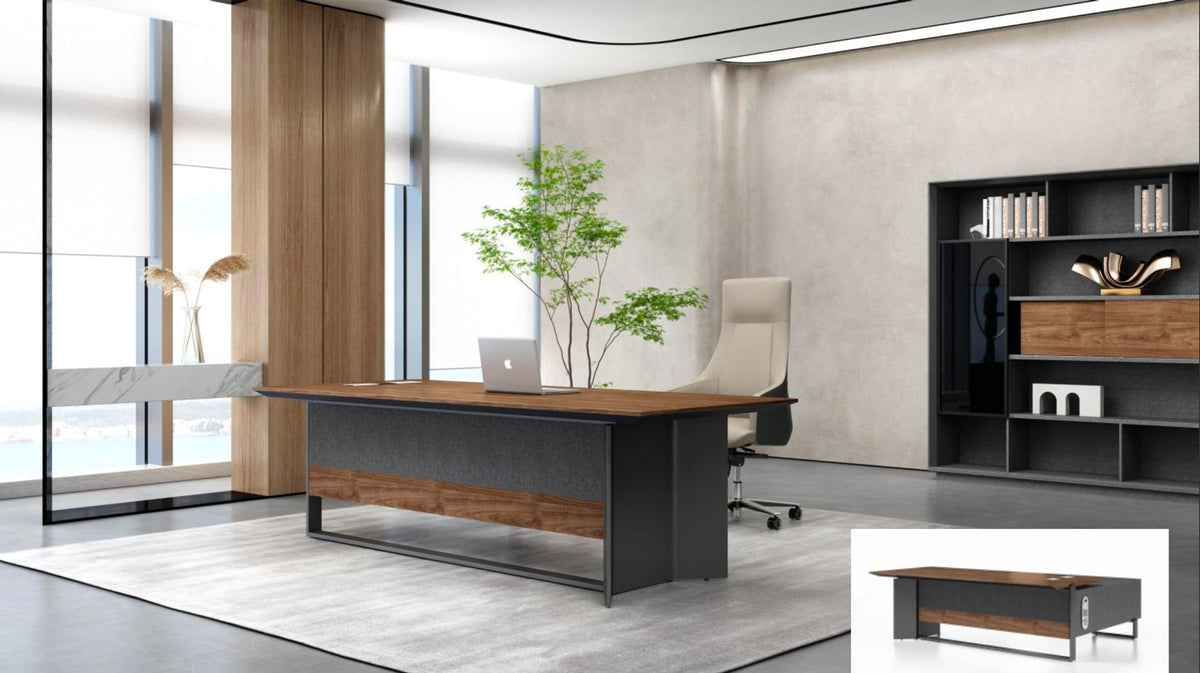 Insper 2.4M Executive Office Desk With Right Return Walnut