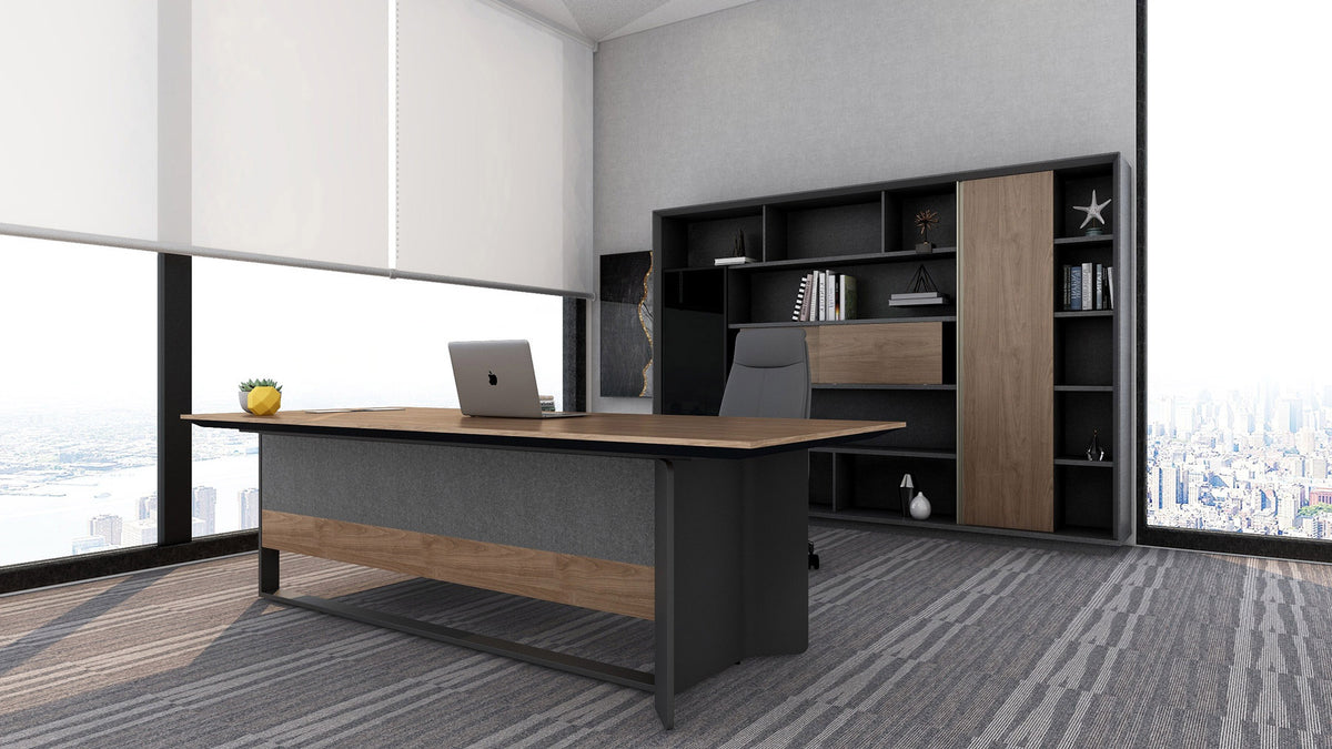 Insper 2.4M Executive Office Desk With Right Return Walnut