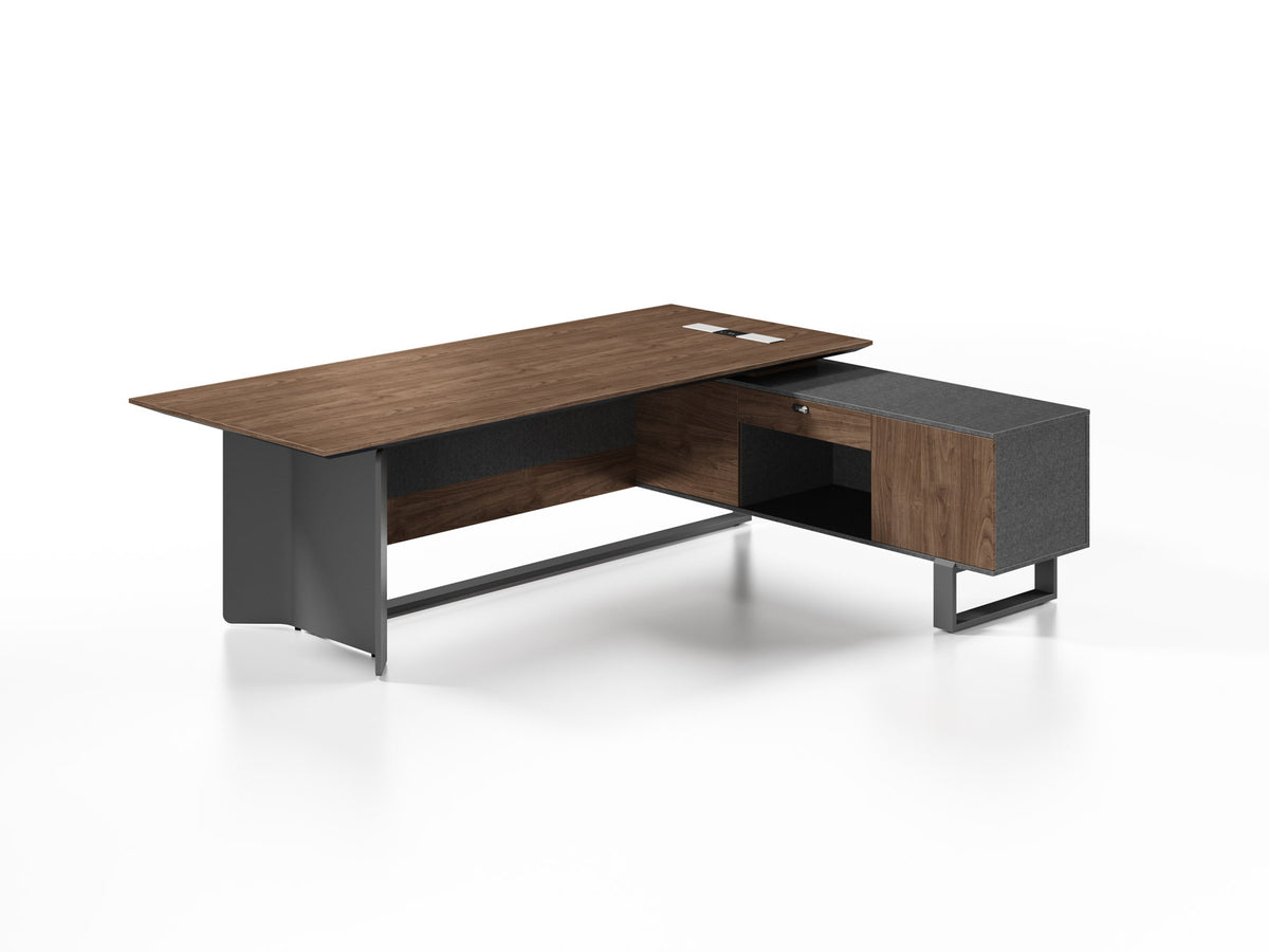 Insper 2.4M Executive Office Desk With Right Return Walnut