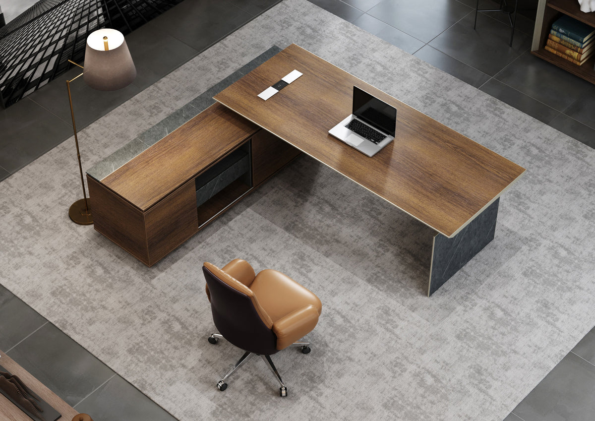 Knight Executive Office Desk 1.8M With Return Brown Oak