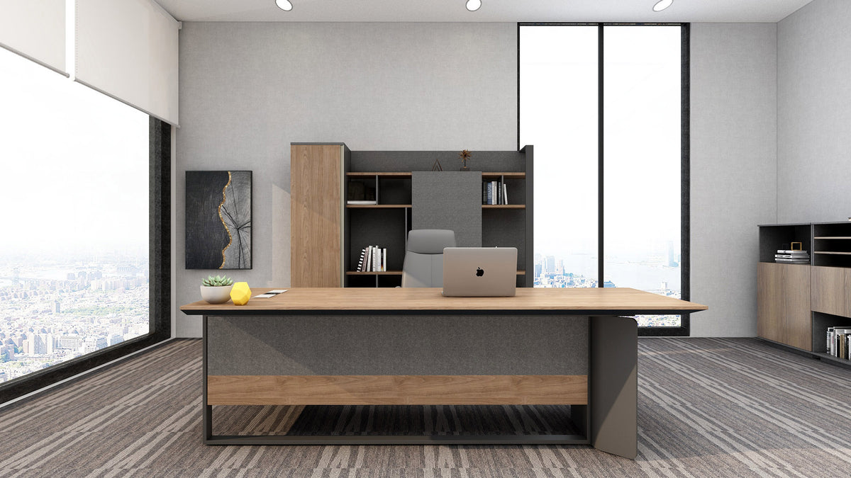 Insper 2.4M Executive Office Desk With Right Return Walnut