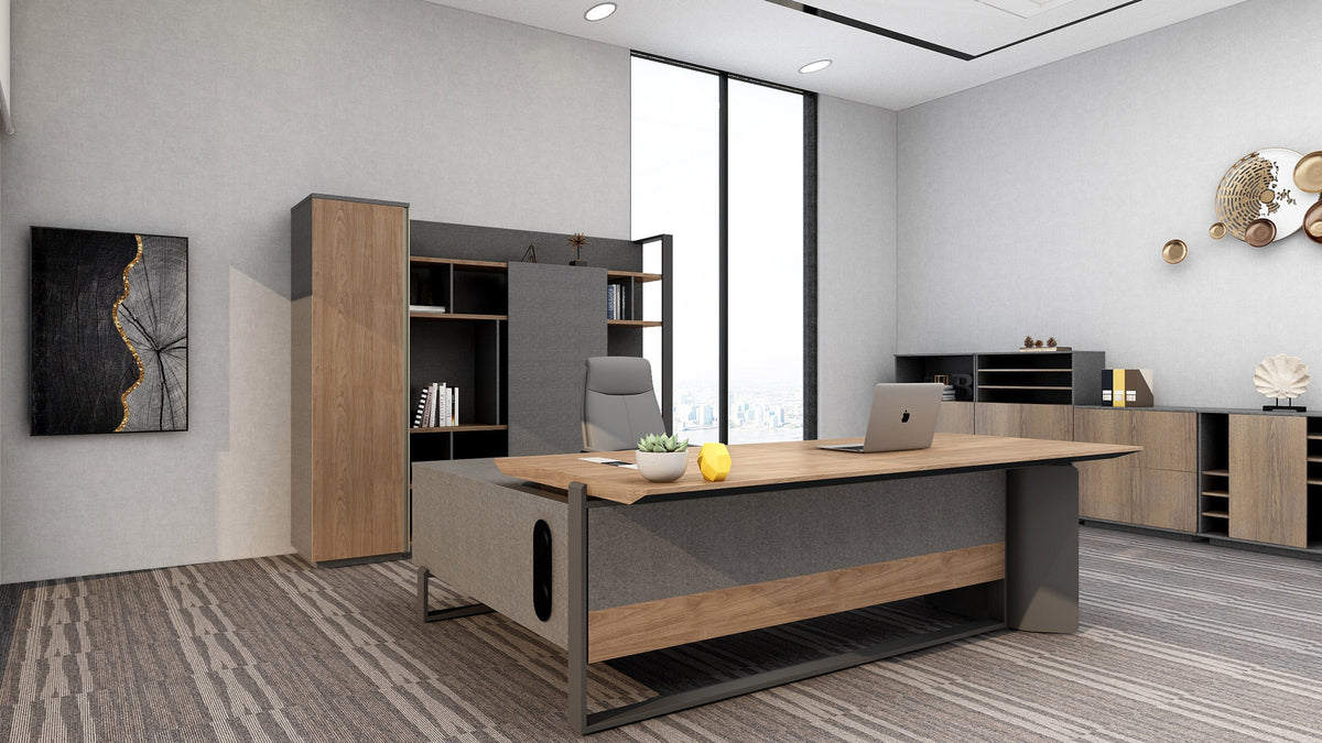 Insper 2.4M Executive Office Desk With Right Return Walnut