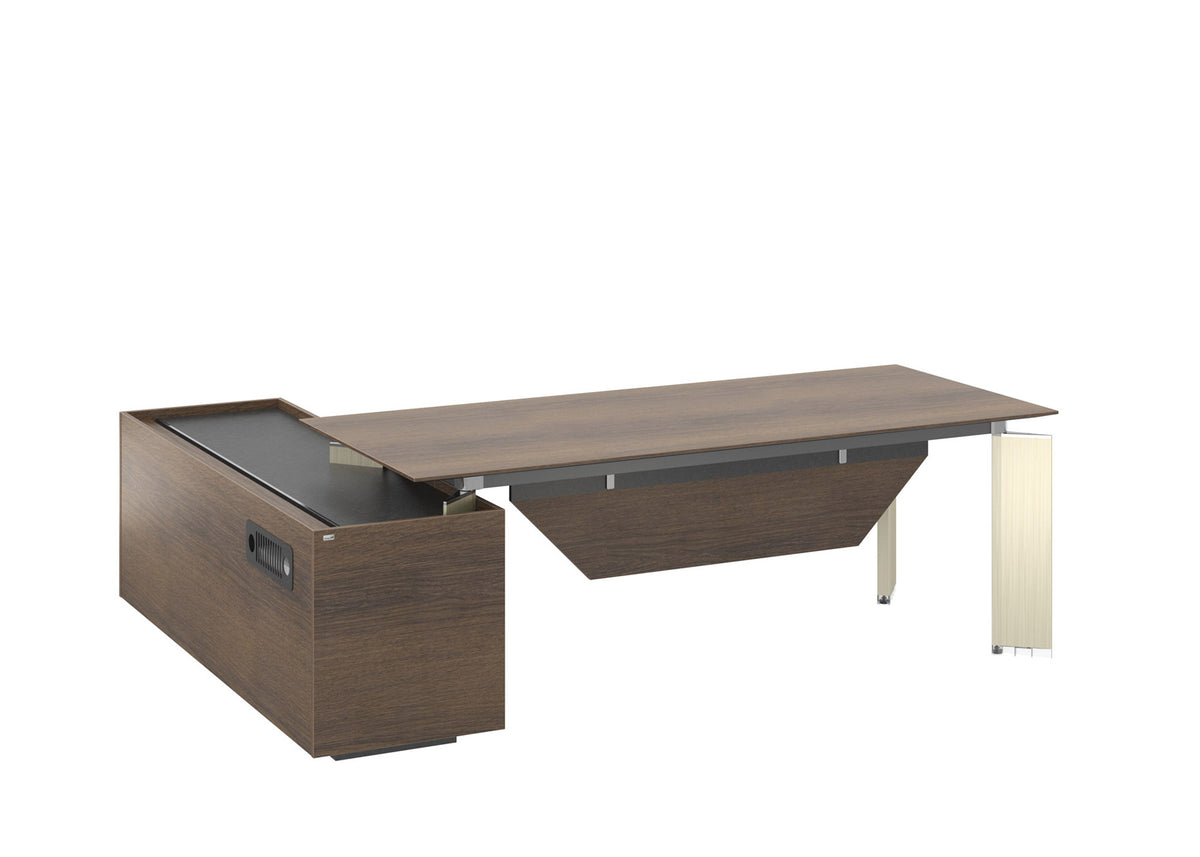 Minerva 2.4M Executive Office Desk with Right Return Brown Oak