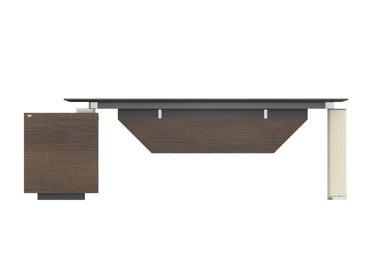 Minerva 2.4M Executive Office Desk with Right Return Brown Oak