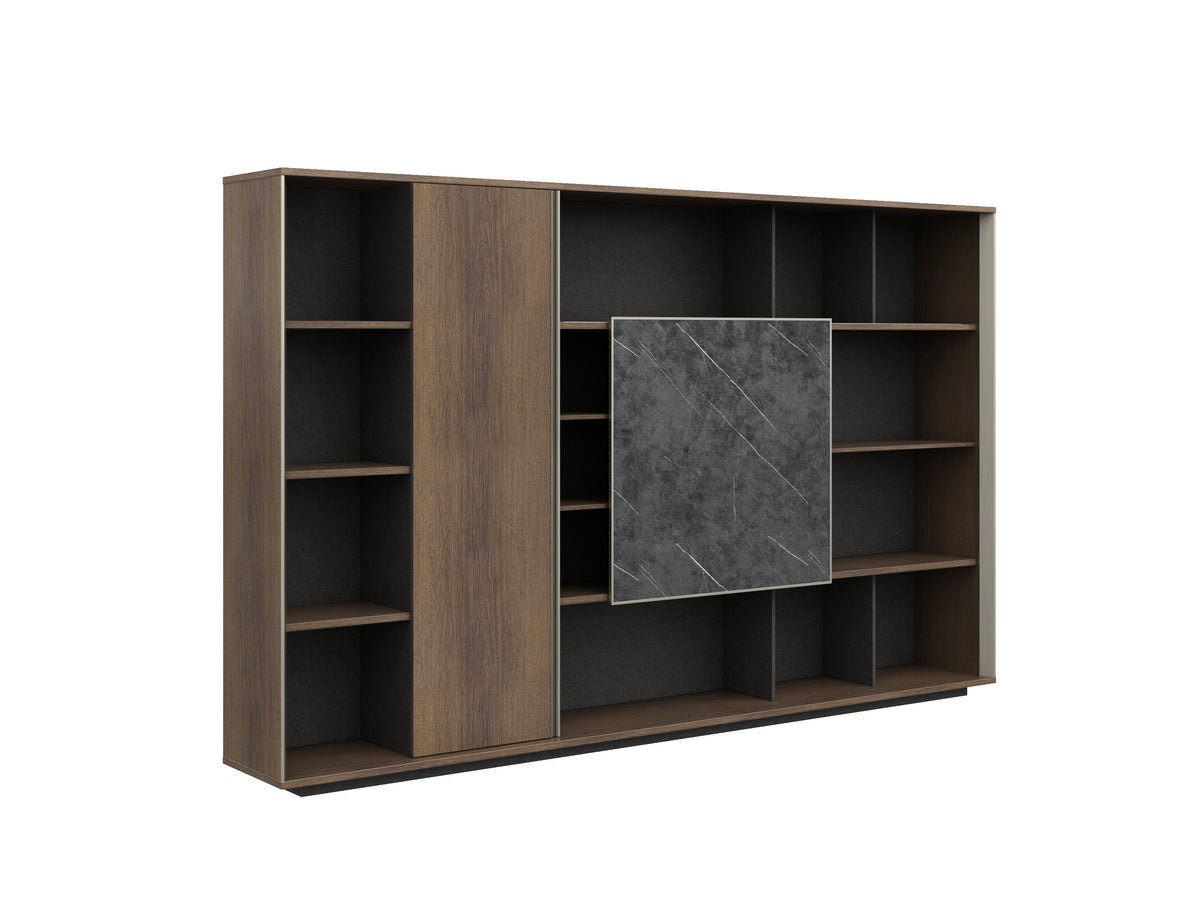 Knight Bookcase Display Filing Bookshelf Unit 2.8M Cabinet Shelf Brown Oak