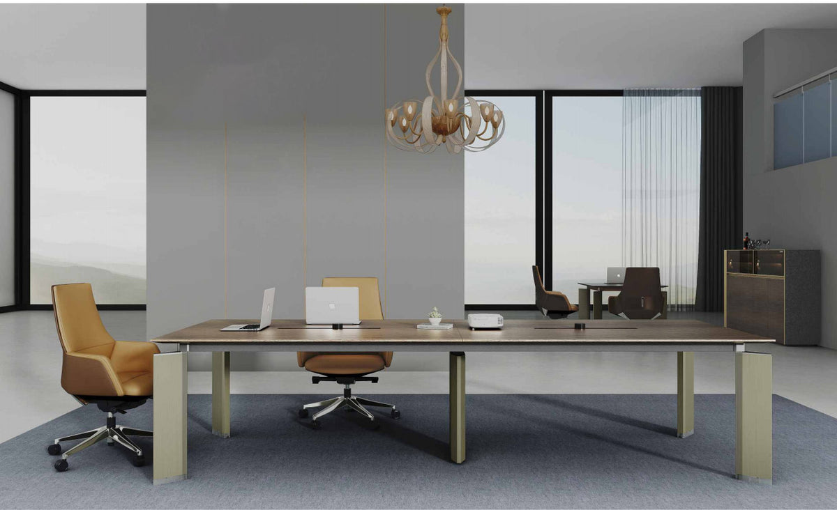 Minerva 2.4M Executive Office Desk with Right Return Brown Oak