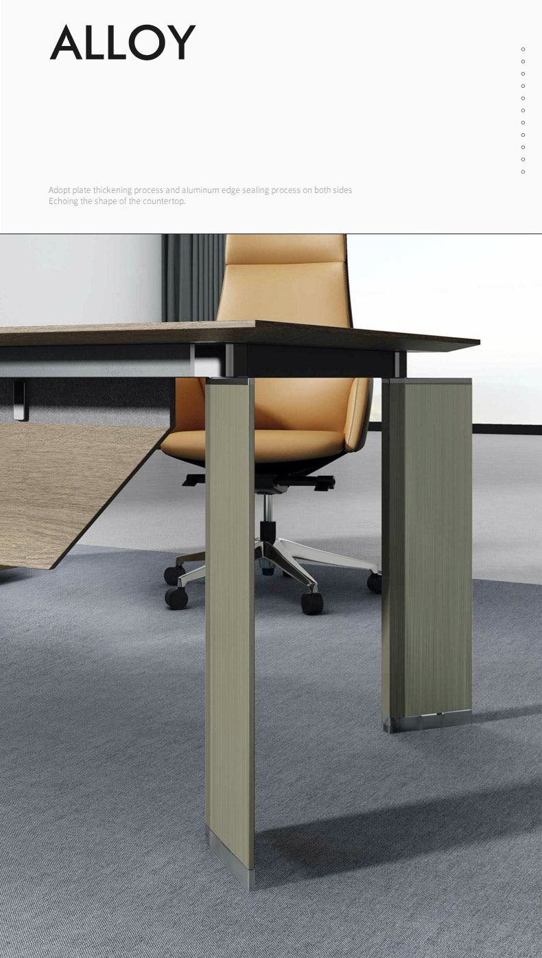 Minerva 2.4M Executive Office Desk with Right Return Brown Oak