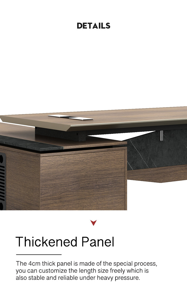 Knight Executive Office Desk 2.0M With Return Brown Oak